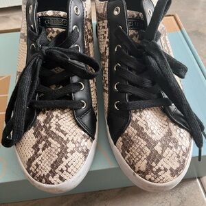 Guess Beige and Black Snake Print Sneakers